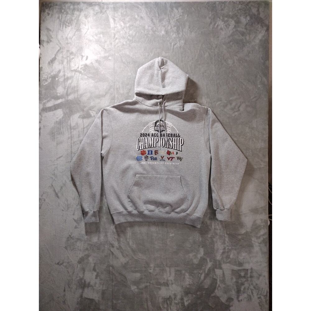 ACC Championship 2024 Gray Hoodie Large Tournament Charlotte NC Baseball Casual